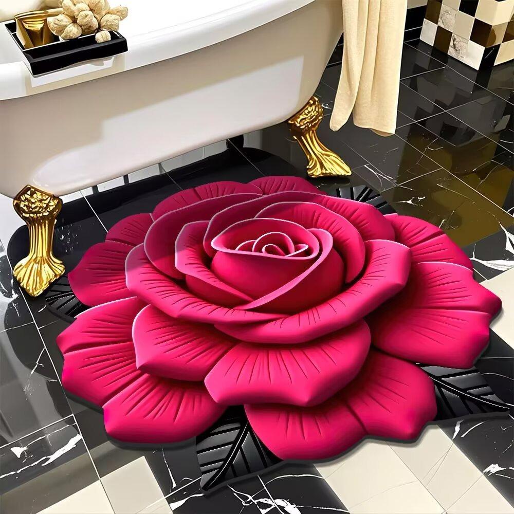 Soft Peony Floor Mat Special-shaped Door Gasket Flower Carpet  for Living Room Tea Table Bedside