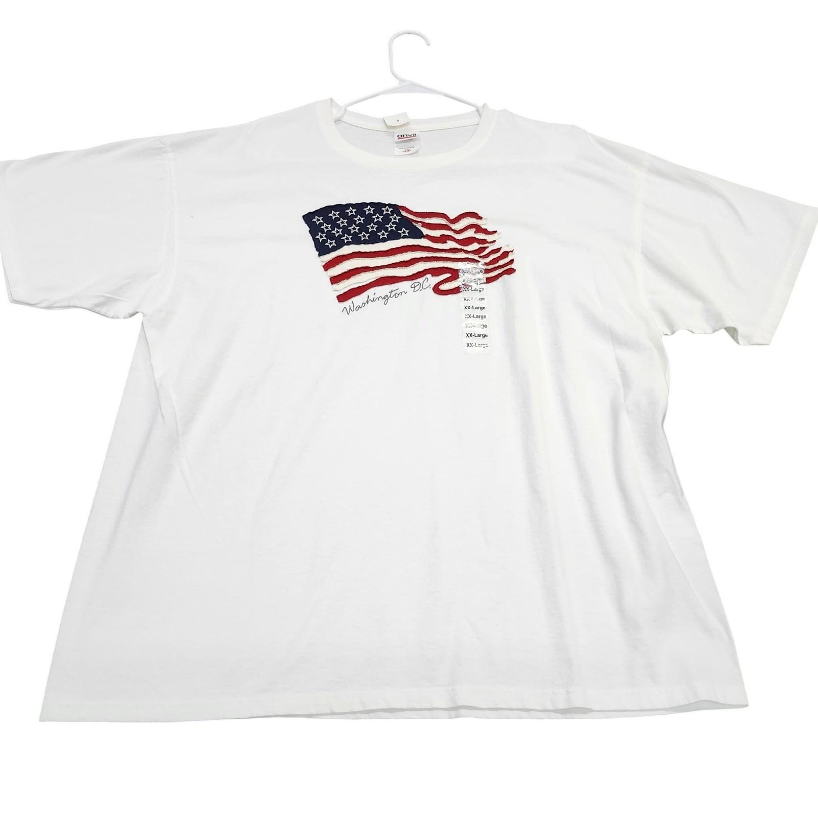 Anvil Washington DC American Flag Graphic White Mens 2XL New Unisex T-Shirt S