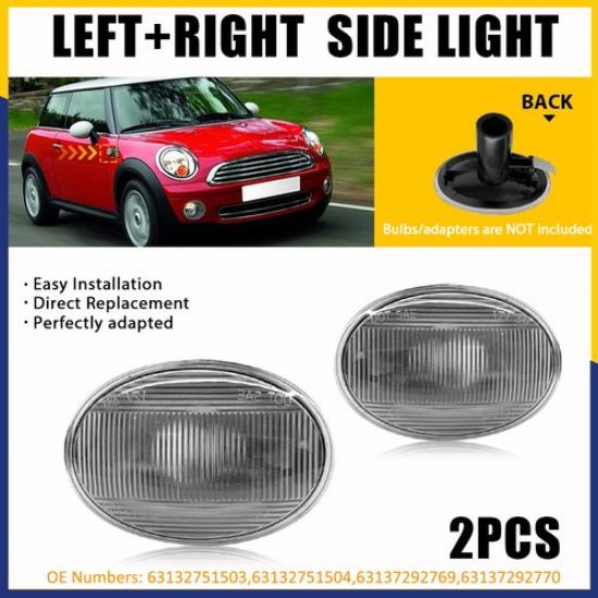 Pair Front Clear Side Light Marker For Housing 2Nd Mini Cooper 2009-2015 Gen R57