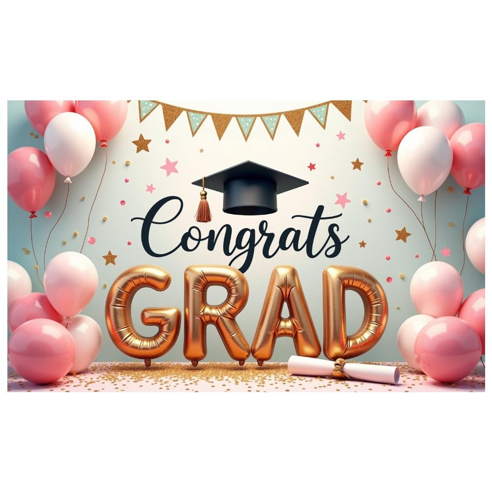 Grad Success Display Shiny Letters Congrats Display Congrats Grad Display Gold Theme Graduation Banner For Graduation Backdrop