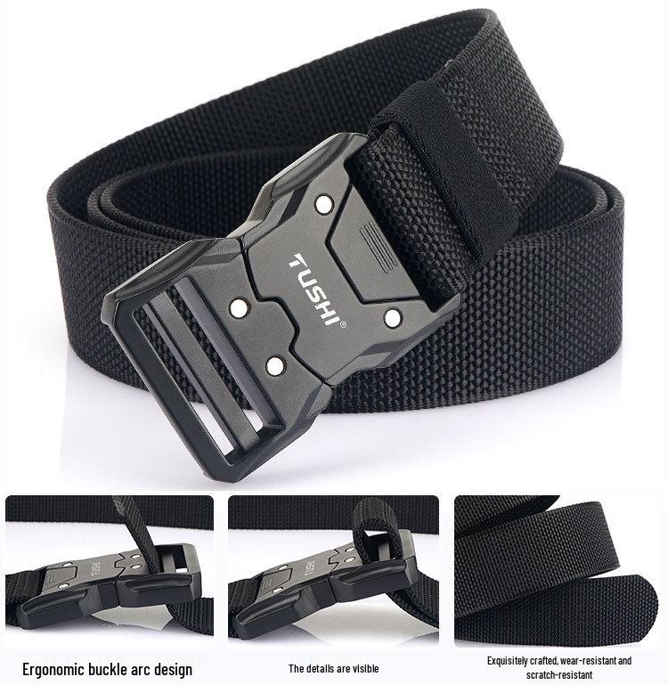 Quick-Release Tactical Nylon Belt for Outdoor Training and Casual Wear