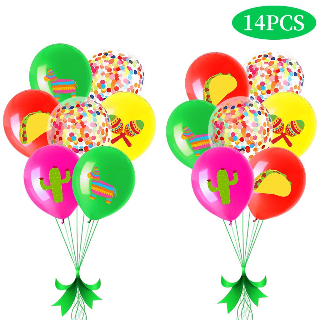 Mexican Carnival Theme Party Decoration Birthday Flag Cake Plug Balloon Customization