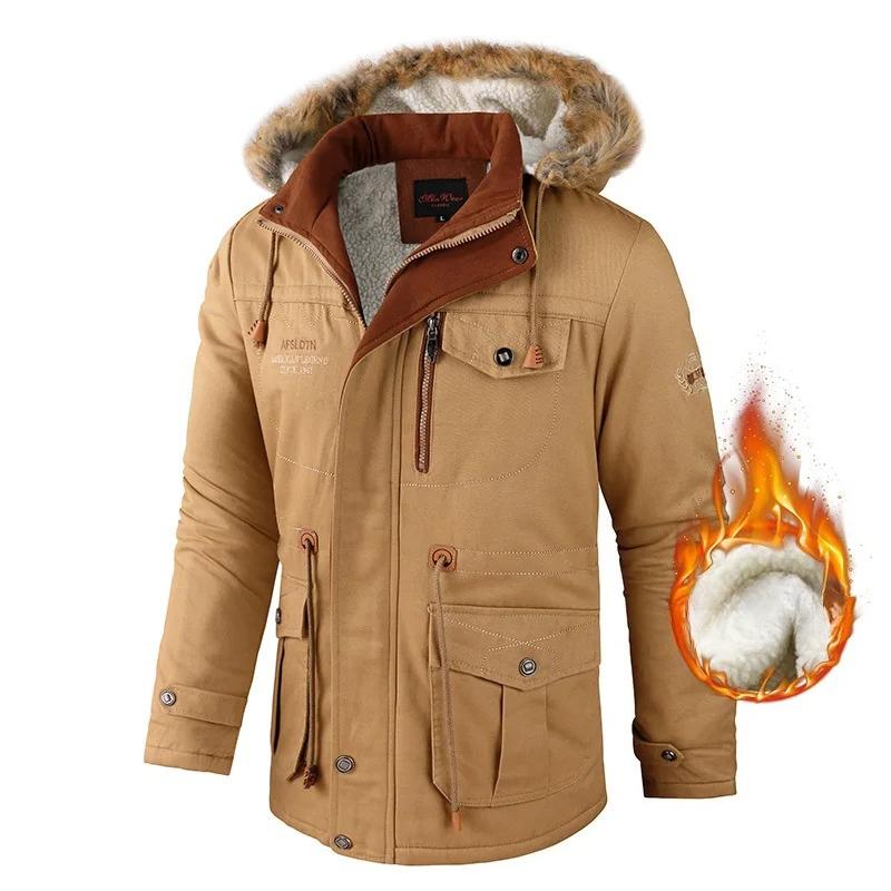 Winter Mens Fleece Padded Jackets Fashion Men Cotton ThickThermal Tactical Hooded Coats Men Outdoor Warm Windbreaker Jackets