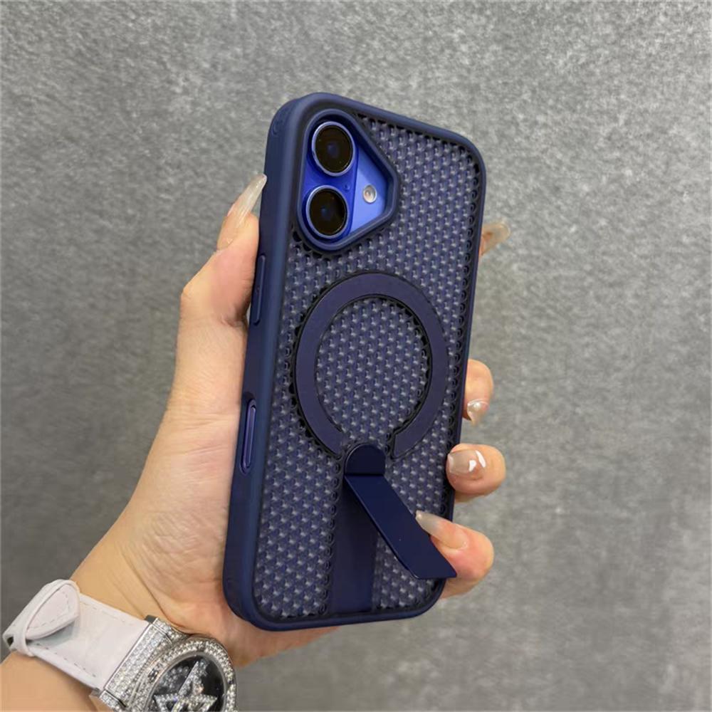 Heat Dissipation For Magsafe Magnetic Bracket Case For iPhone 17 Air 16 E 15 14 Plus 13 12 Pro Max 11 XR Breathable Stand Cover