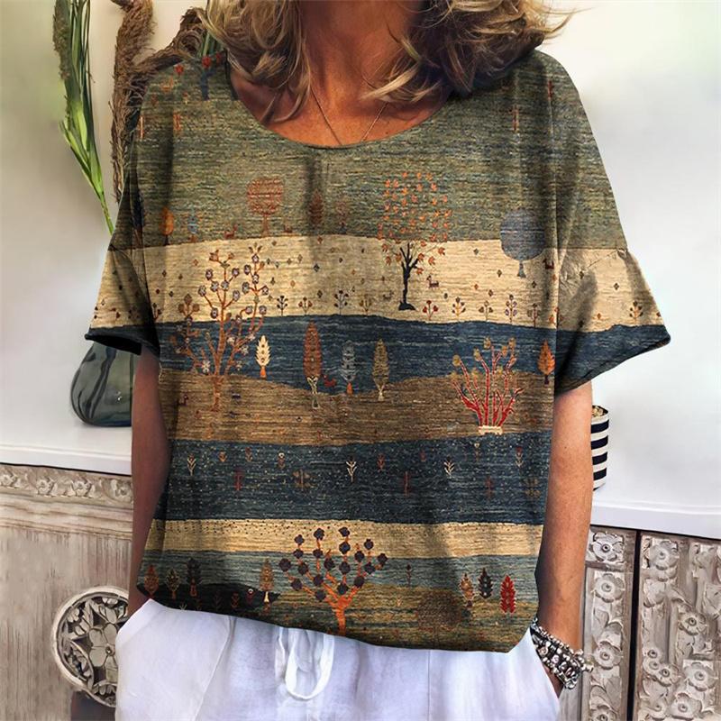 Lustiges Geometrie T-Shirt für Frauen Bunte 3D-gedruckte T-Shirts Sommer Übergroße Oberteile Kurze Ärmel Rundhals T-Shirts Streetwear