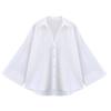 HipSeam Wide Sleeved Shirt Women Spring Asymmetric Hem Button Women's Shirts Simple Lady Johnny Collar Linen Shirts & Blouses
