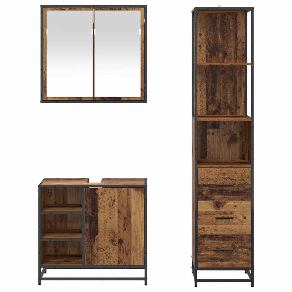 Bathroom Furniture Set 3 pcs Reclaimed Wood 65 x 33 x 60 cm