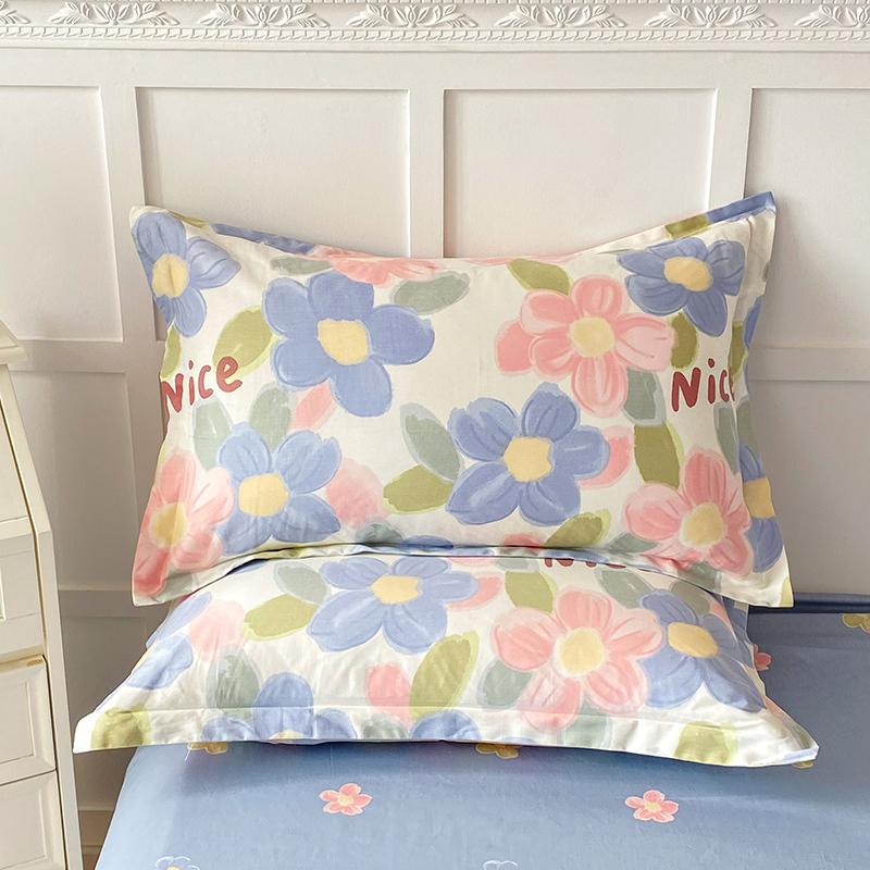100% Cotton Pillowcase Customizable Flowers Cartoon Design Bedding Pillowcase Adult Bedroom Home Decor Custom Size Cushion Cover