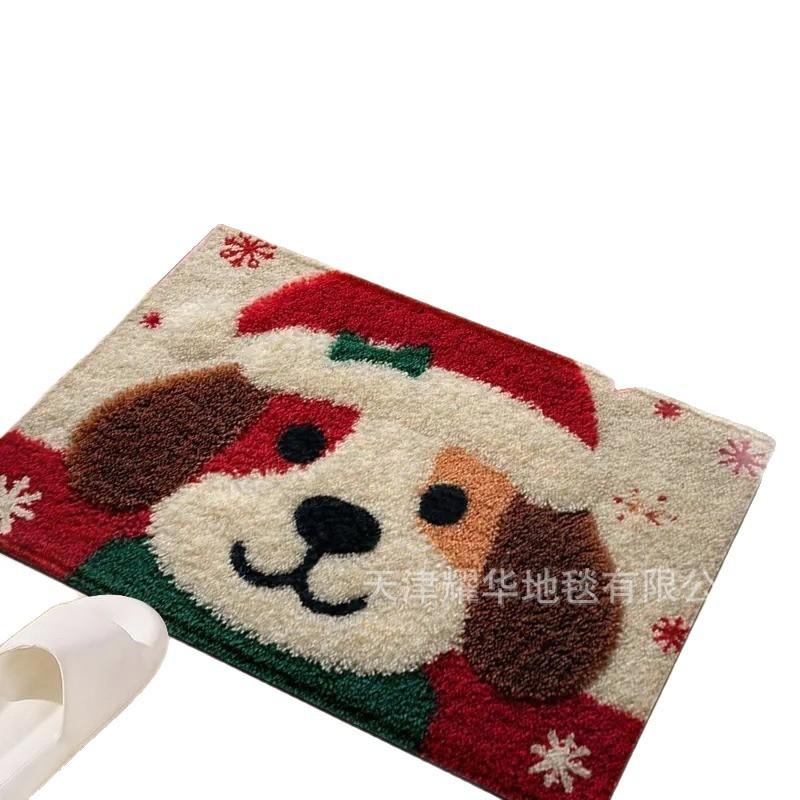 Christmas Crystal Velvet Floor Mat Xmas Holiday Decoration new year 2026 Santa Claus Carpet bathroom kitchen Absorbent Foot Mat