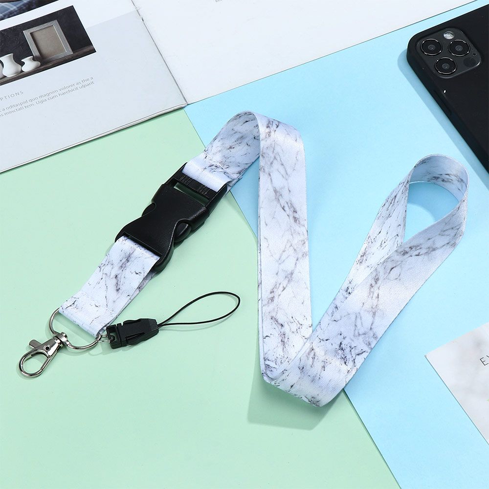 For ID Cards Neck Mobile Phone Straps Hang Tag Hanging Neck Key Chain Lanyard Marble Texture