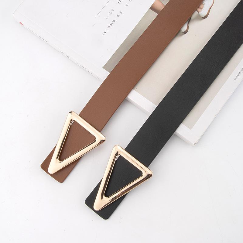 New Fashion Triangle Leather Thin Belt for Women with Versatile Jeans Dress Decorative Belt for Women