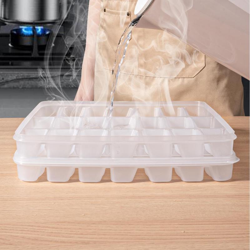 15/21 Grid Kitchen Storage Box Refrigerator Organizer Transparent Reusable Food Containers Tray For Dumpling Wonton