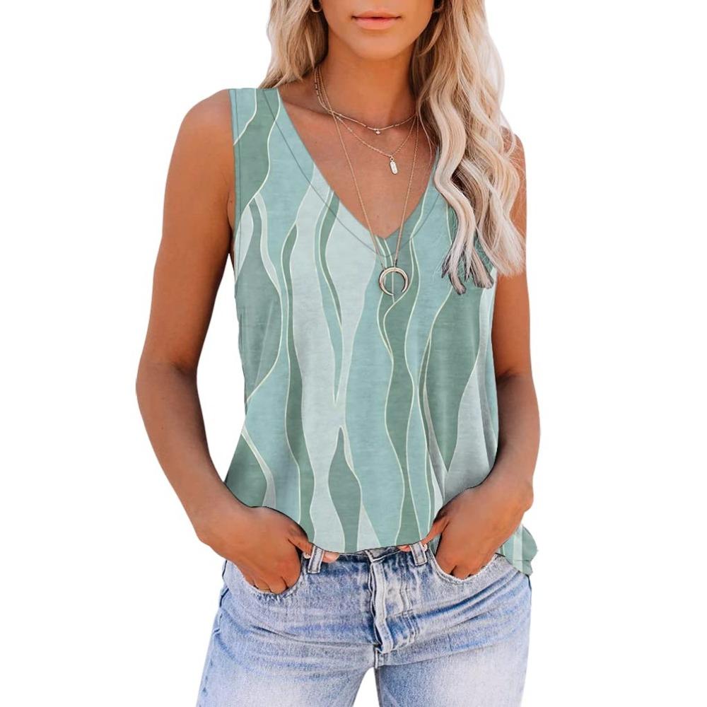 Summer Fashion Tie Dye Gradient 3D Print Tank Tops Women's Oversized V-Neck Sleeveless Camisoles Vest Woman Streetwear Clothing