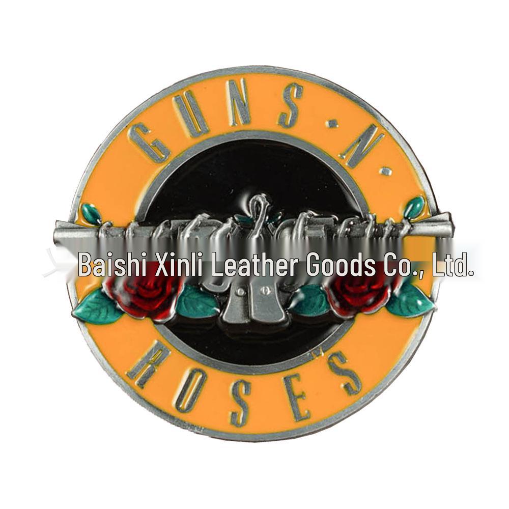 Retro Western Cowboy Oval Belt Buckle – Double Gun & Rose Design, Versatile Zinc Alloy for Men & Women