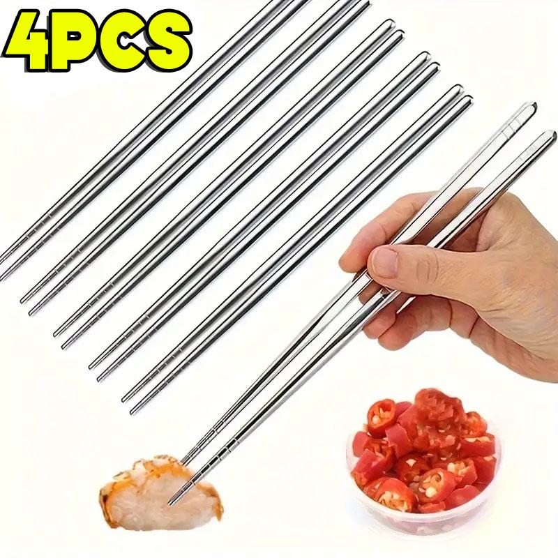 Stainless Steel Chopsticks Household Round Metal Chop Sticks Japanese Sushi Food Stick Kitchen Tableware Cutlery Sets