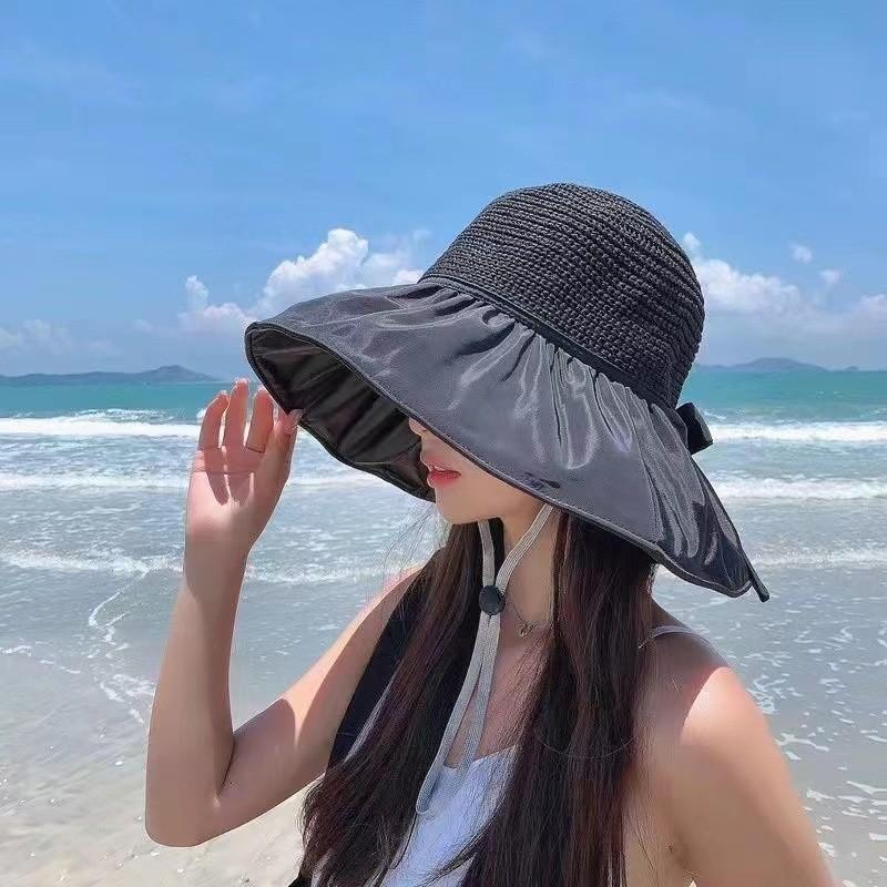 Summer Ladies Sun Hat Storage Bag Vinyl Fisherman Hat Outdoor UV Protection Sun Hat Large Brim