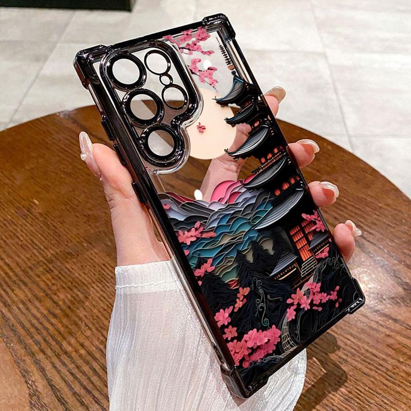 Japanese-Style Ancient House Phone Case for Samsung Galaxy A55 A35 A25 A15 5G A24 A23 A22 A32 A52 A52S A73 A51 A13 A12 4G Cover