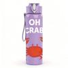 1PC Red Crab Cartoon Graphic 750ml Color Plastic Sports Water Bottle Leakproof Flip Straw Lid For Sports Office Home Use