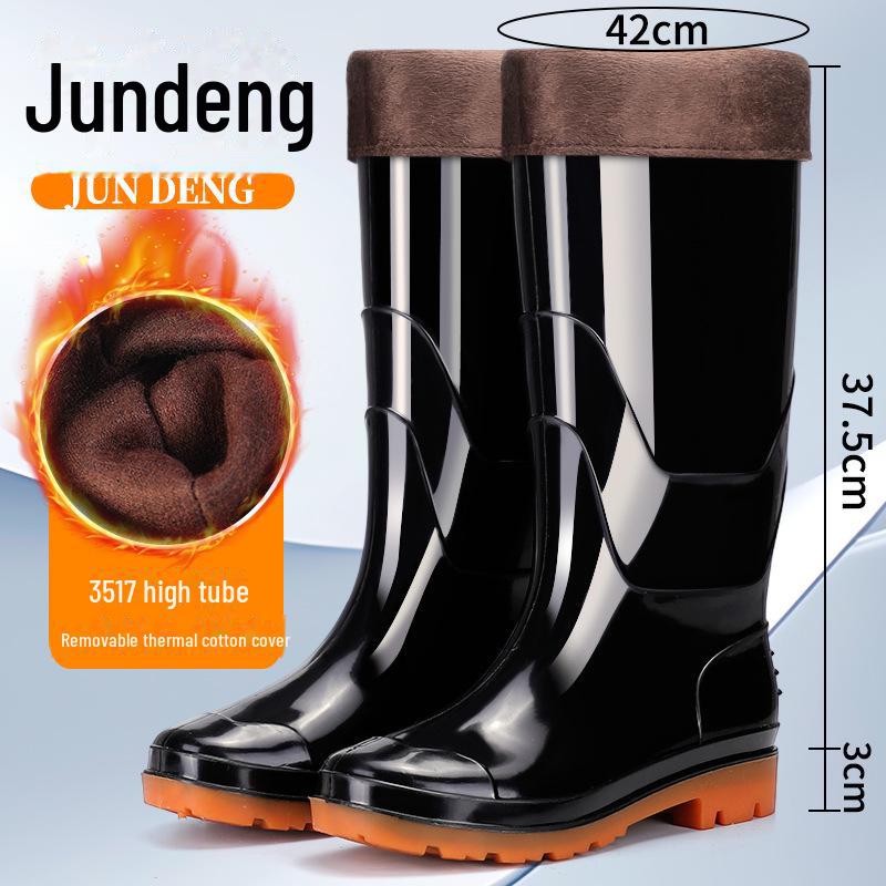 

Мужские короткие нескользящие резиновые сапоги: Прочные, низкие, износостойкие рабочие бахилы из пластикового хлопка. High Top (Padded Style), size 38 чёрный