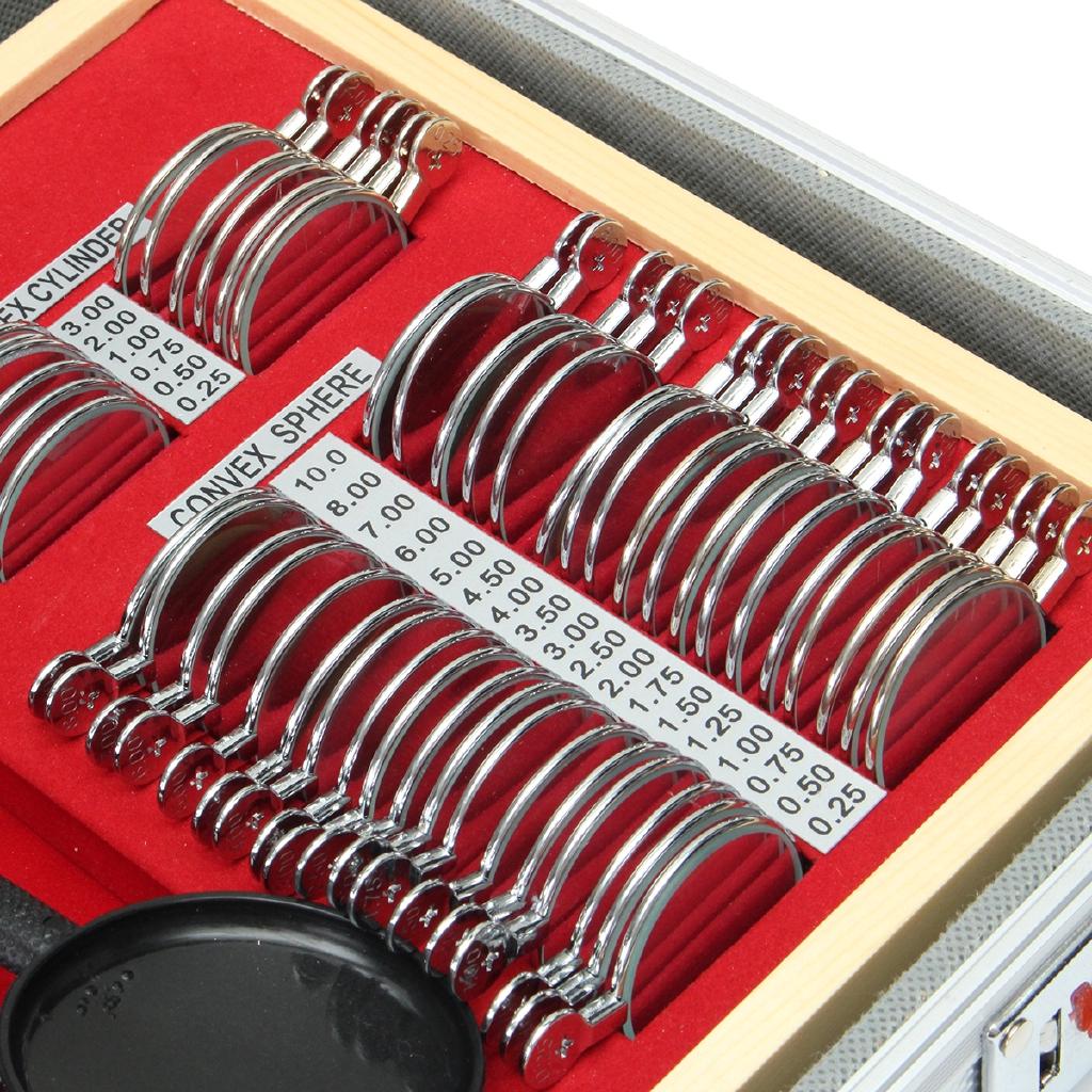 104Pcs Optical Lens Trial lens set Eye Test Optometry trial lens case Metal Trim Evidence Box