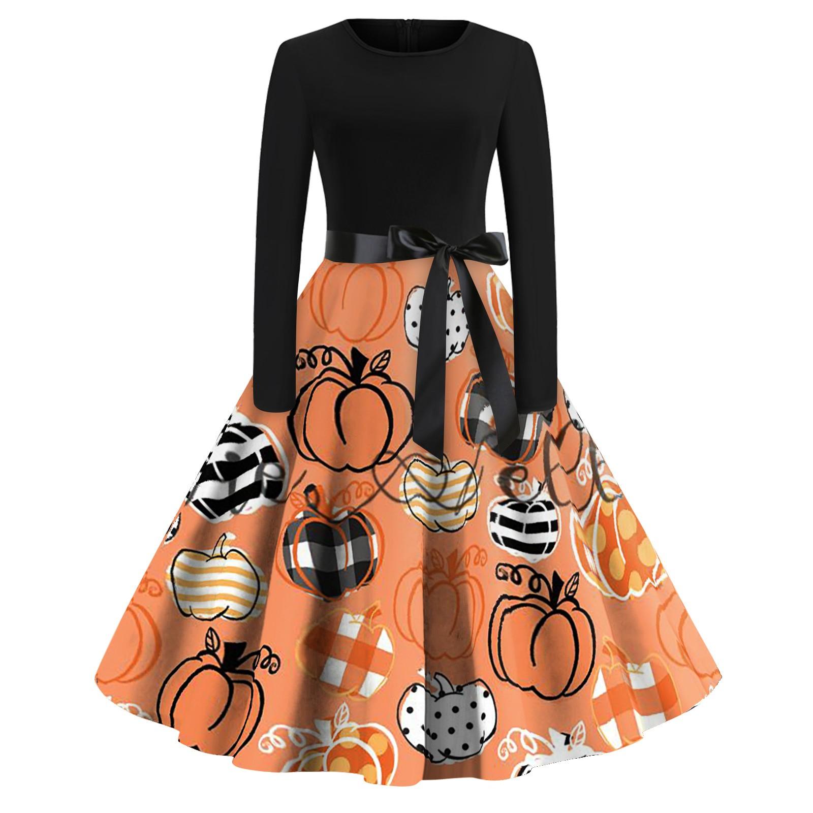 Платье с расклешенным принтом на Хэллоуин для женщин — фото 10