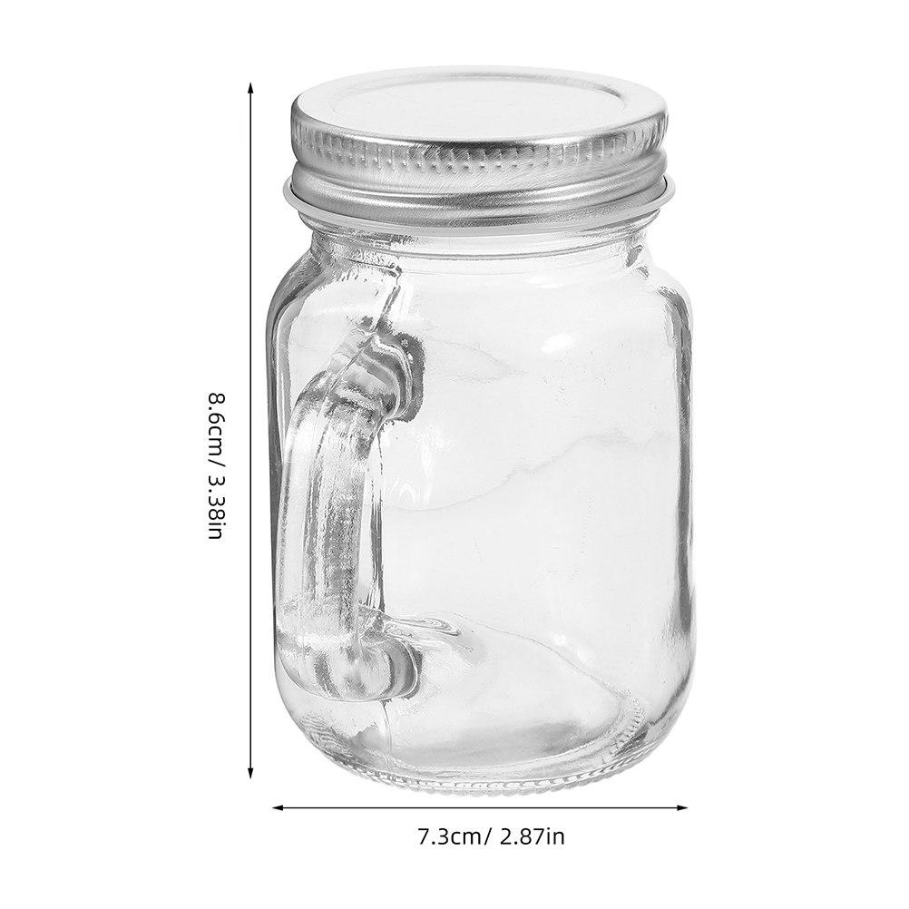 6pcs Clear Glass Mason Jars With Handle Lid Glass Storage Bottles Jar For Beverage Juice Drink Dessert Jam Airtight Sealing