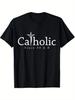 Catholic Since 33 AD Graphic T-Shirt - Black Cotton Tee for Men with Crucifix, Jesus, and Eucharist Design