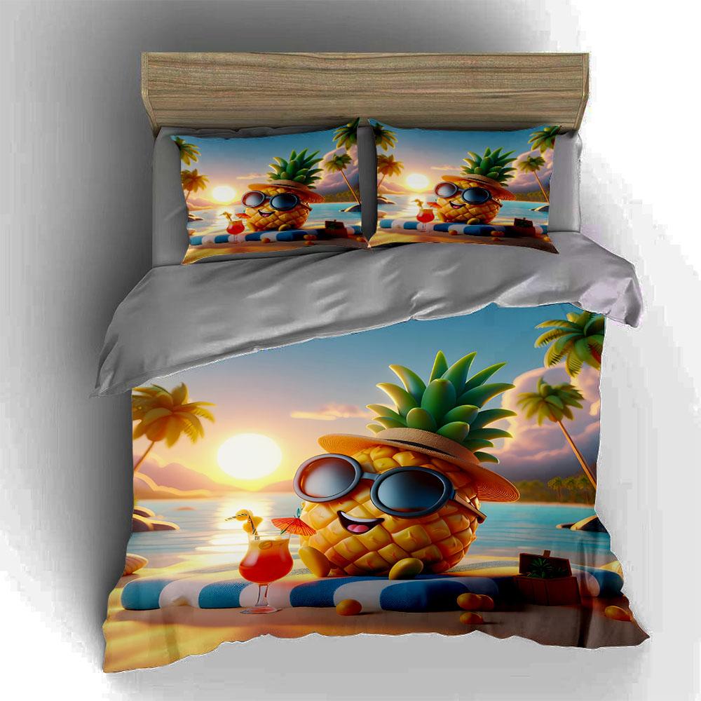 Pineapple tropical vacation Bedding Duvet cover sets Duvet covers Pillowcases gifts (1 * Duvet Cover 2 * Pillowcases, without duvet insert)