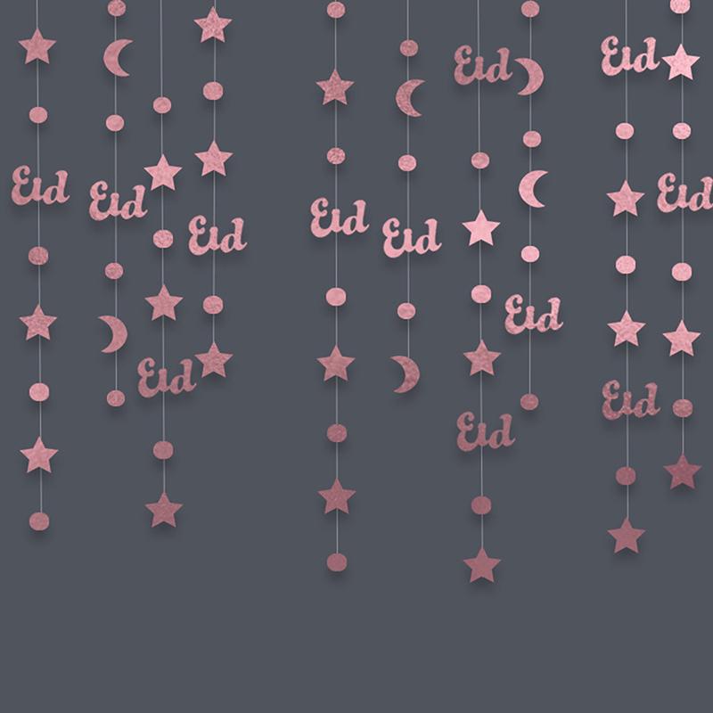 DIY Heimdeko Eid Mubarak Banner Ornamente Ramadan Kareem Hängegirlande Islam Muslim Hängender Streamer Zugflagge