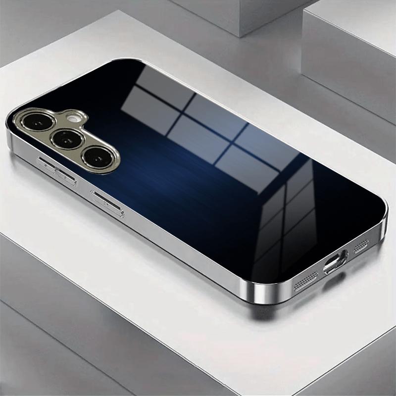 Gradient Color Pattern Electroplated Glass Phone Case, Suitable for Samsung S26/S25/S24/S23/S22/S21/S20 and Other Models.