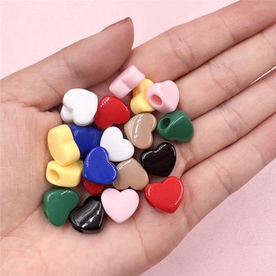 Accessori per bracciale Materiali 11,7 * 13,5 mm Cuore Perline sciolte in acrilico Creazione di gioielli Orecchini fai da te Pendenti sfaccettati Fai da te 20 pezzi Colore Macaron