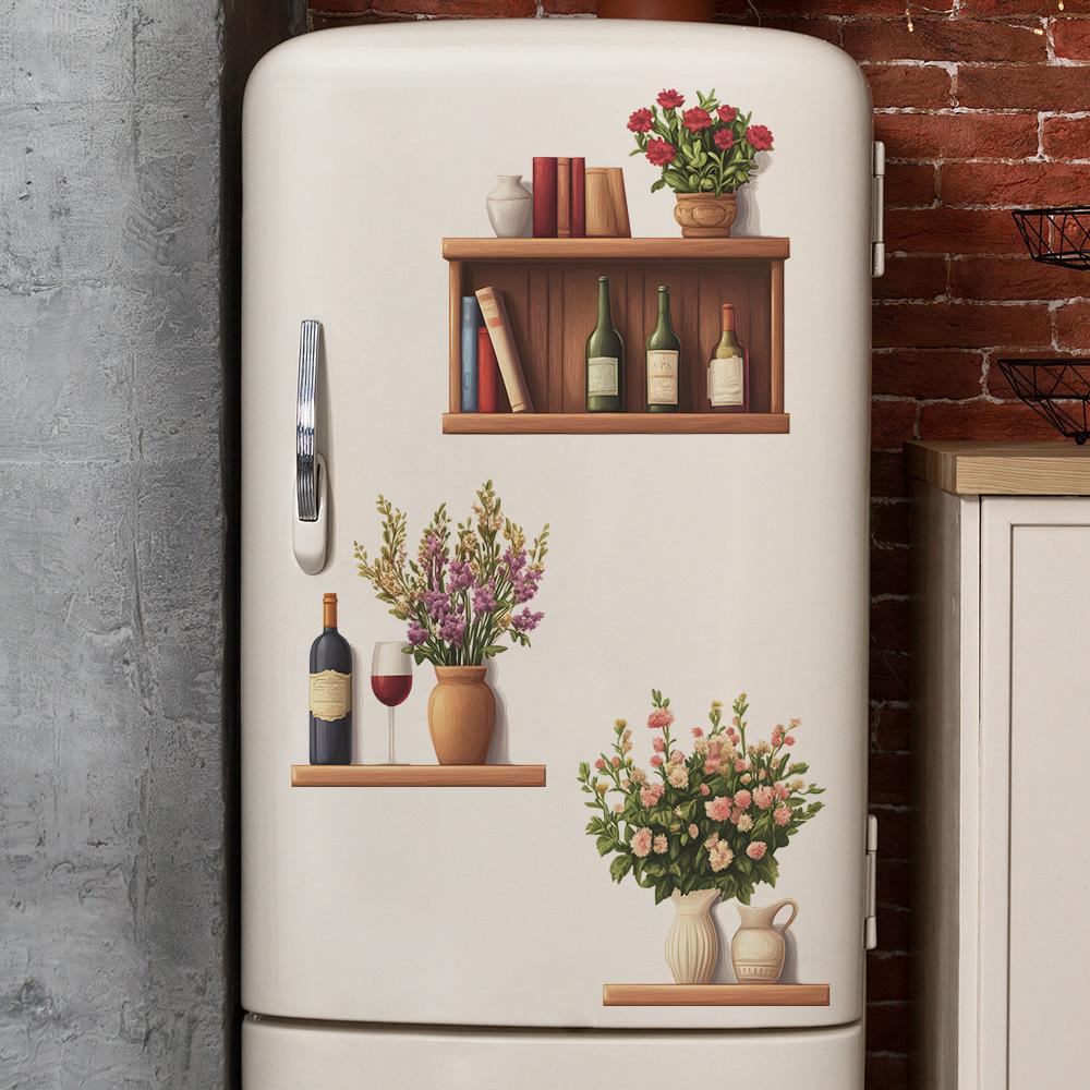 Vase Book Shelf Bedroom Living Room Home Background Landscaping Wall Stickers