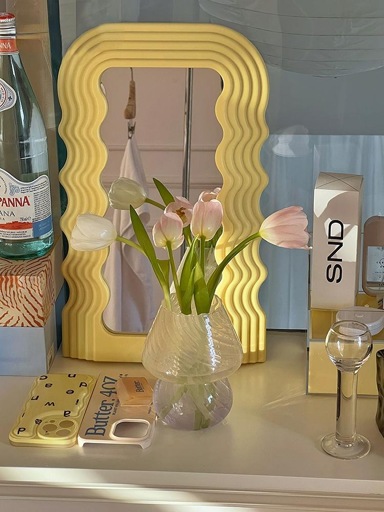 Glass Cute Mushroom Table Lamp Small Vase Flower Arranger Dining Table Top INS Style Ornaments Flower Vase Vintage Home Decor