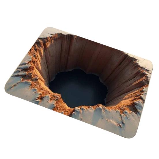 3D Optical Illusion Rug Bottomless Hole Design Non-Slip Doormat for Entrance Bathroom Stairs Playroom Living Room