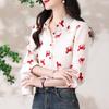 Women's French Retro Pony Print Chiffon Shirt - Elegant Designer Spring/Autumn 2026 Style