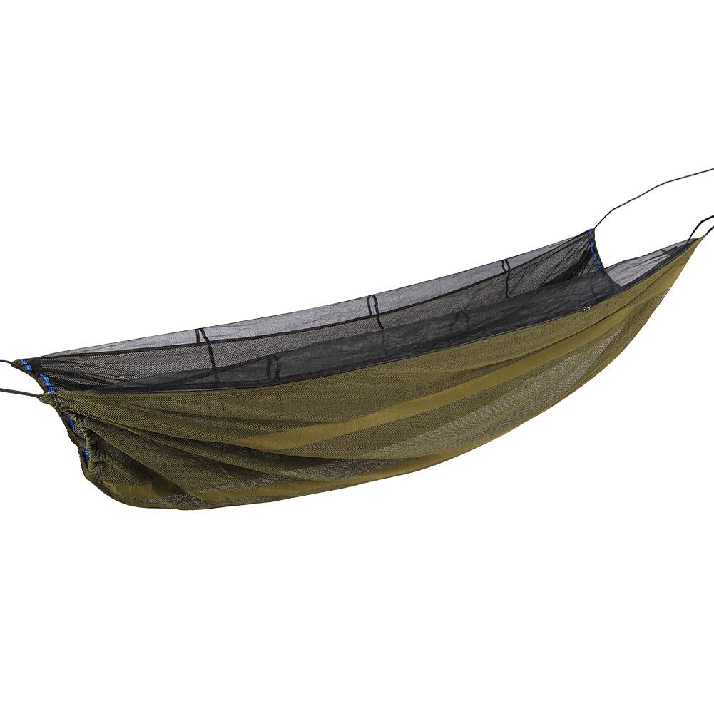 Camping Single Hammock Portable Outdoor AntiMosquito Hammock Camping Hiking Backpacking Survival(Dark Green )