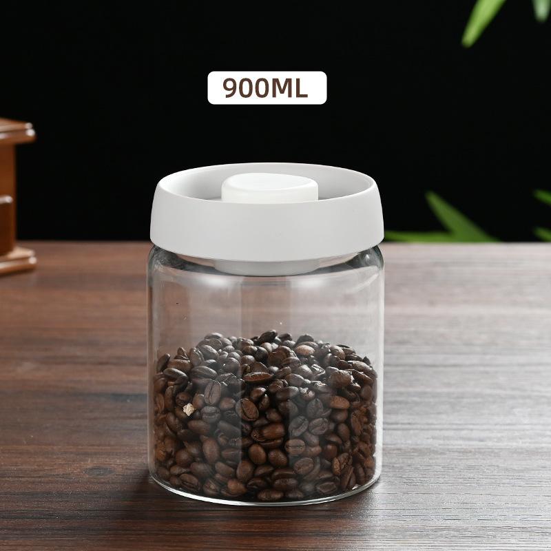 Coffee Beans Vacuum Sealed Tank Glass Sealed Jar Household Moisture-proof Air Extraction Airtight Container Household Coffee Set