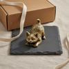 Brass Cat Figurine Handcrafted Miniature Statue Handicraft Tiny Kitten for Collectors,
