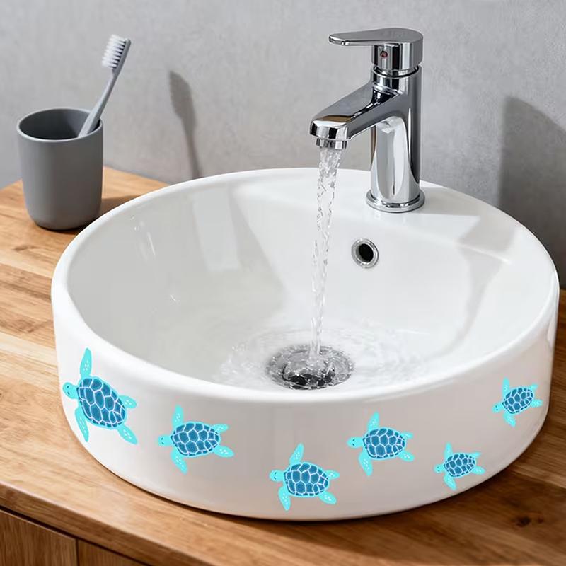 Glow-in-the-Dark Turtle Self-Adhesive Stickers Waterproof Bathroom Bedroom Decals Home Decor Sink Wall Art