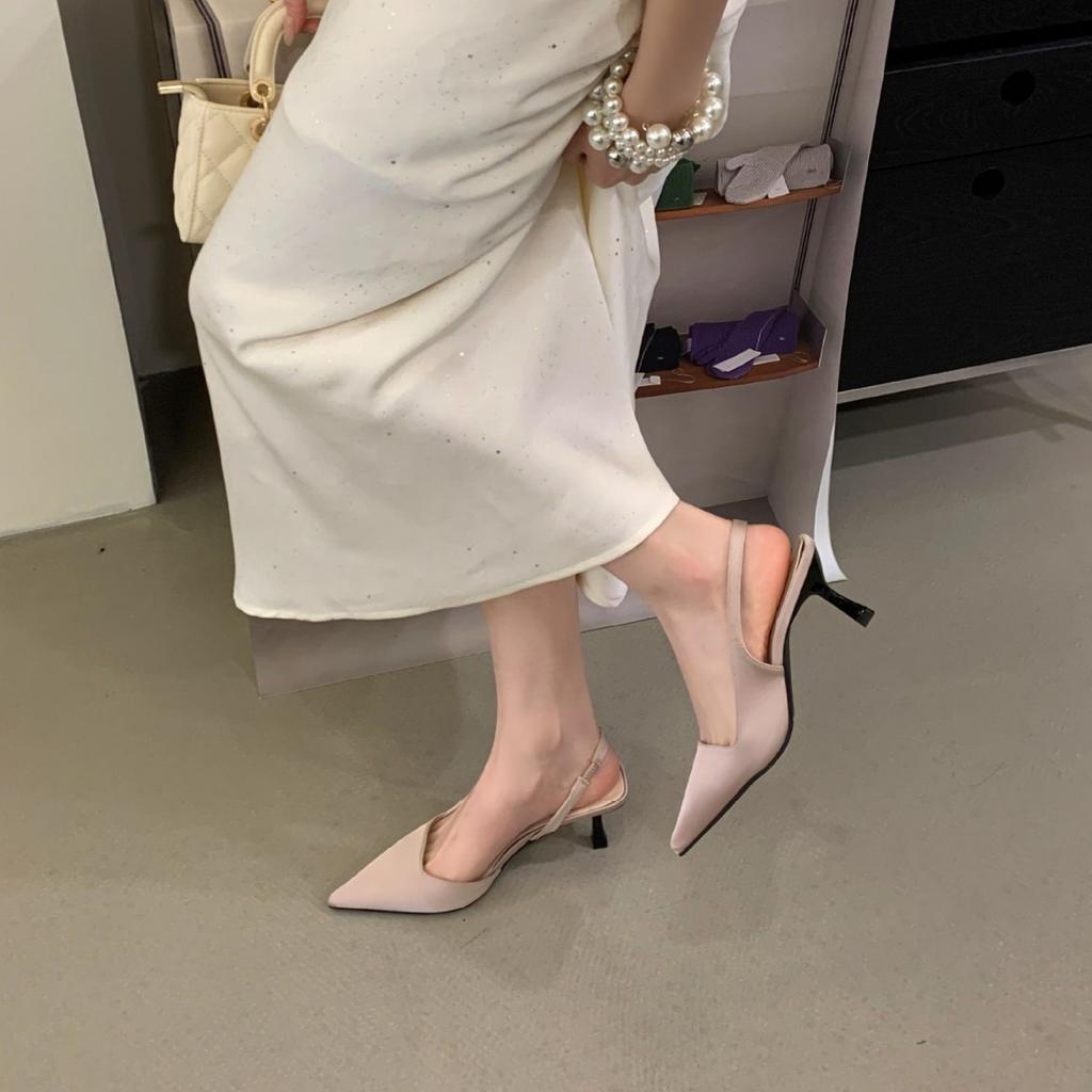 Pointed Stiletto High Heels Women'S Fashion Back Empty Single Shoes Temperament Sexy Lady Shoes Bag Head Sandals