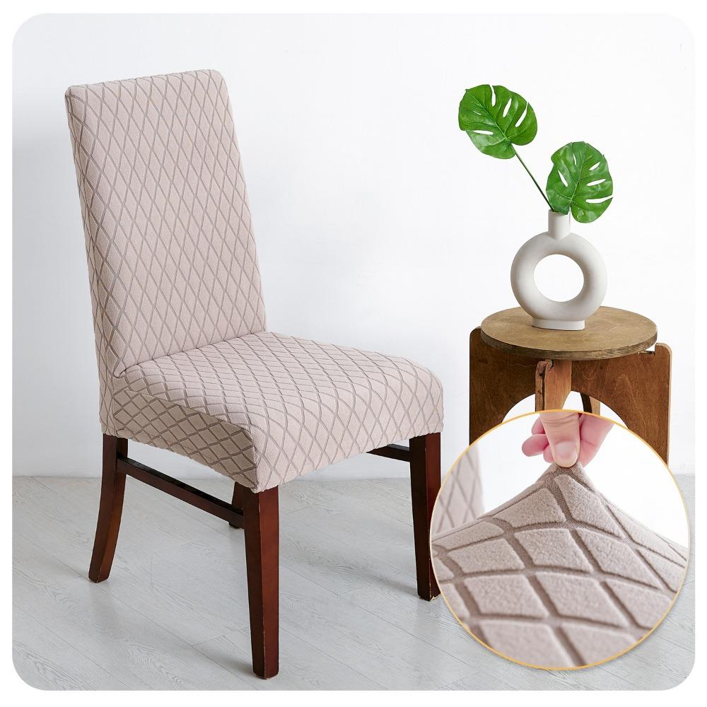 Chair Slipcover Diamond Stretch Elastic Dining Chair Cover Hotel Jacquard Dustproof Slipcover for Home