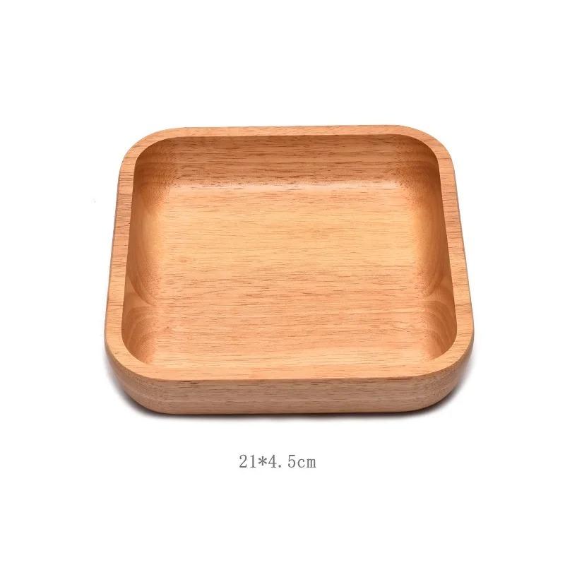 Square Wooden Fruit Salad Bowl Plate Dried Fruit Cake Snack Plates Retro  Tableware Simple Tea Tray Dessert Snack Plate