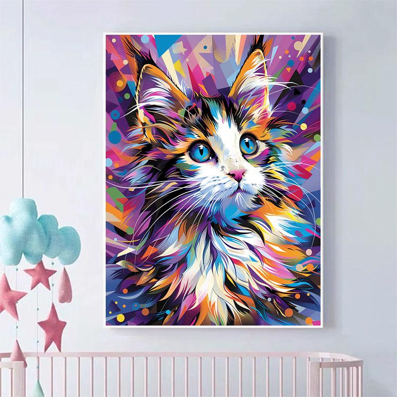 5d DIY Diamond Painting Cross Stitch Watercolor Animal Cat Diamond Embroidery Mosaic Full Round Drill Home Decor Arts
