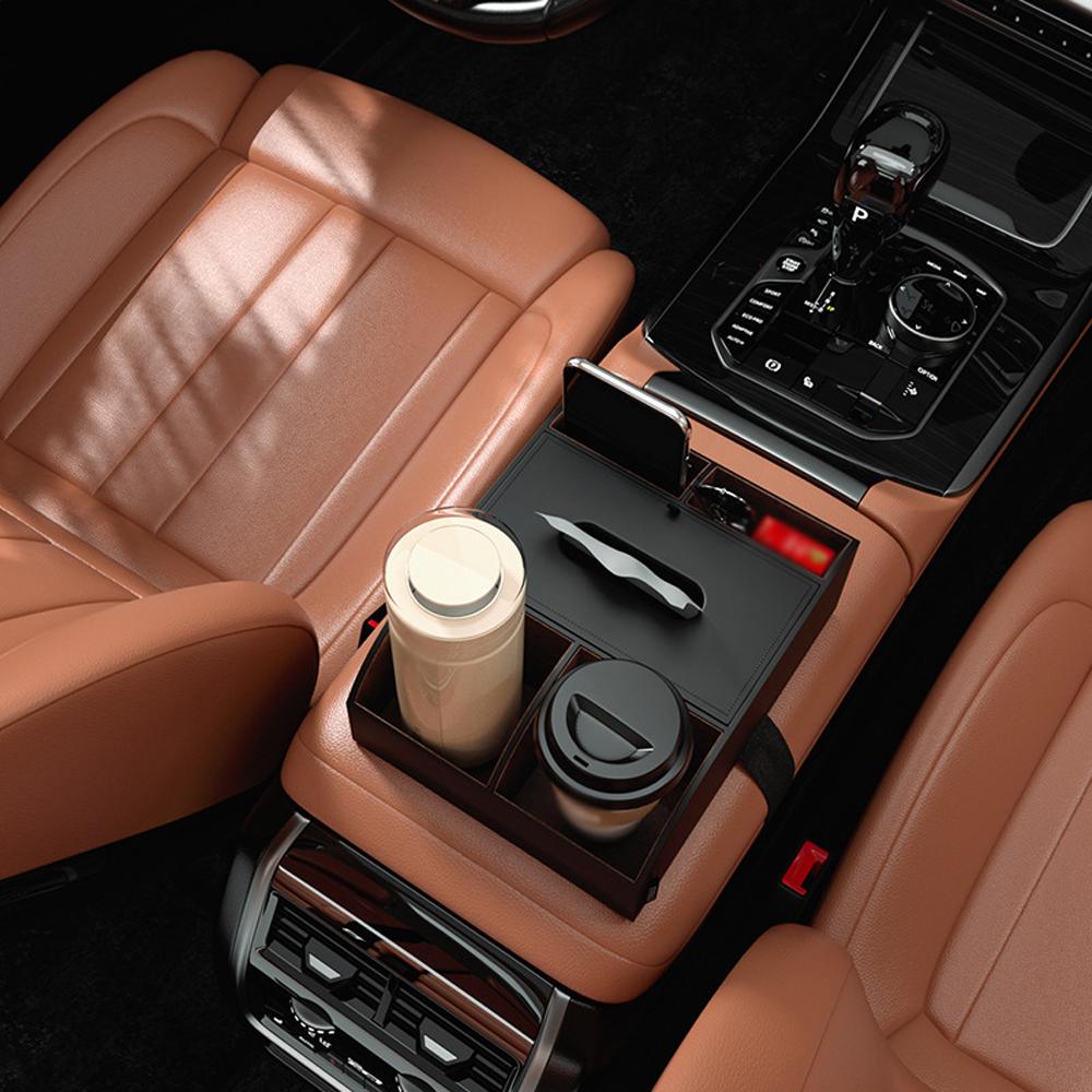 Cutie Depozitare Cotieră Auto Multifuncțională Cutie pentru Șervețele Organizator Consola Interior Piele Suport pentru Pahare