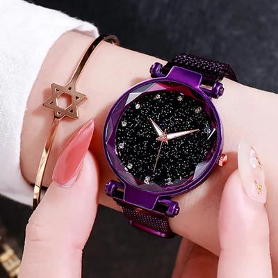 Montre-bracelet magnétique pour femme, motif ciel étoilé, montre de luxe, montre-bracelet à quartz tendance pour femme, Relogio Feminino Zegarek Damski