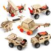 6 In 1 Wood Car Building Kits with Helicopter Tank STEM Kits DIY 3D Wooden Puzzles Craft Projects Science Set for Kids Boys