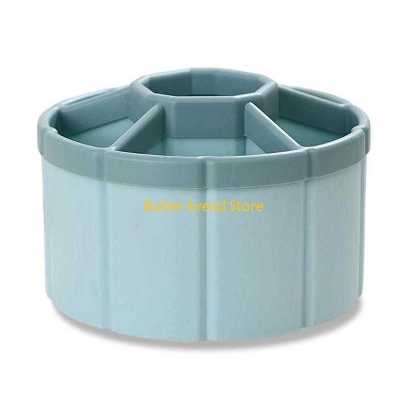 W89C Rotating Desk Pen Cup 6 Compartment 360 Degree Rotating Pen Organiser Art Supply Organiser Marker Box for Office синий