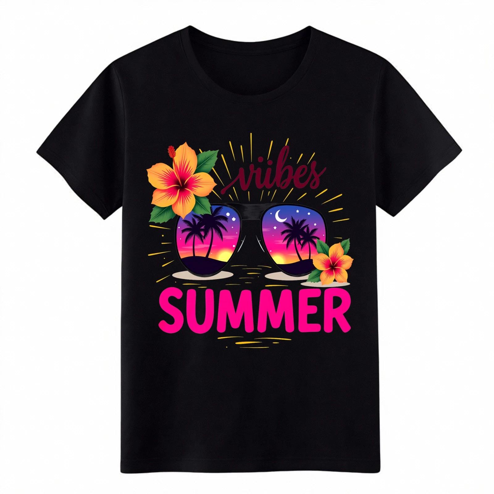 

Minimalist Summer Vibes T-Shirt-Retro Casual Tropical Graphic Tee Free Shipping 4XL
