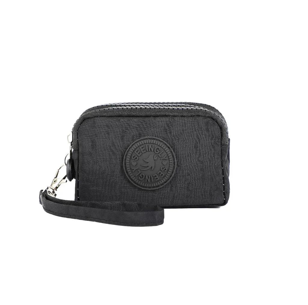 Waterproof Mini Nylon Coin Purse - Women's Zipper Wallet with Three Layers, Portable Card Holder & Headphone Bag for Girls