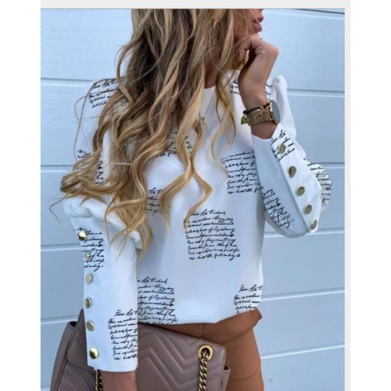 JPNTKY Women's Fashion Casual Long Sleeve O-Neck Blouses & Shirts Unique Design